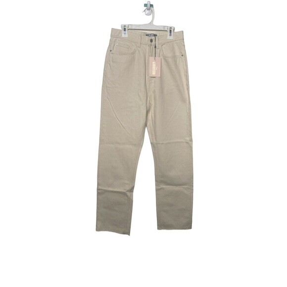 Missguided Women Tall Enzyme Dad Jean High Waisted Raw Hem Mom Jeans Sand Sz 2 - Picture 3 of 16